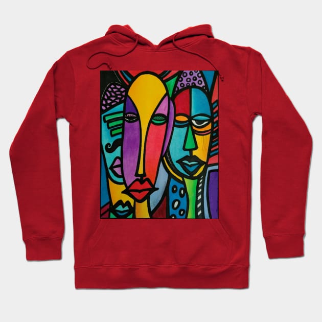 Abstract Art Colorful Faces Hoodie by JammyPants